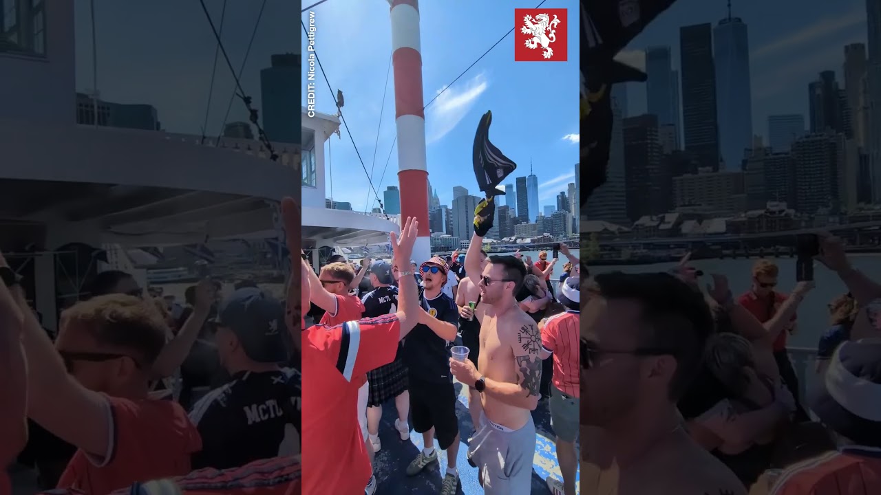 Tartan Army belt out Loch Lomond as they party on HudsonRiver boat trip #worldcup