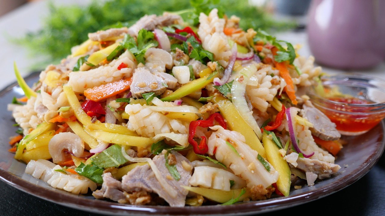 Món Khai Vị cho Lễ Tiệc, Trộn Gỏi Để Lâu Không Chảy Nước - Gỏi Xoài, Gỏi Mực Thơm Giòn, Vanh Khuyen