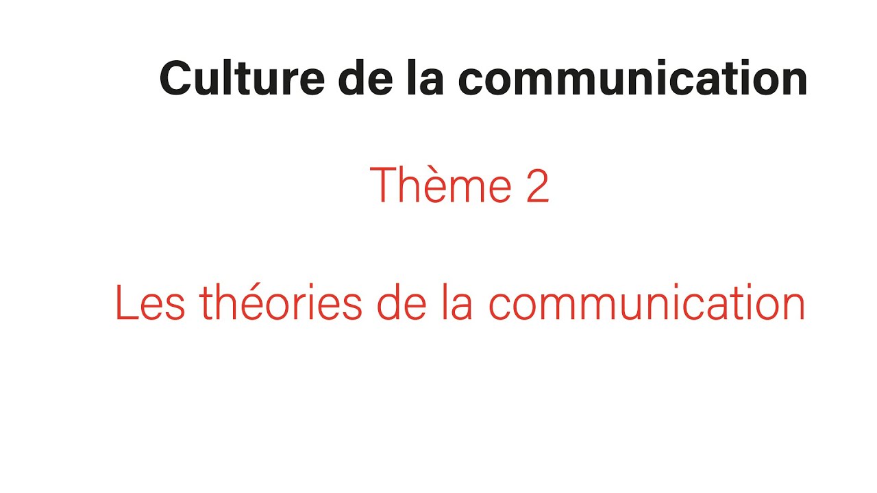 BTS COM: Culture de la COM Thème 2 Les théories de la communication