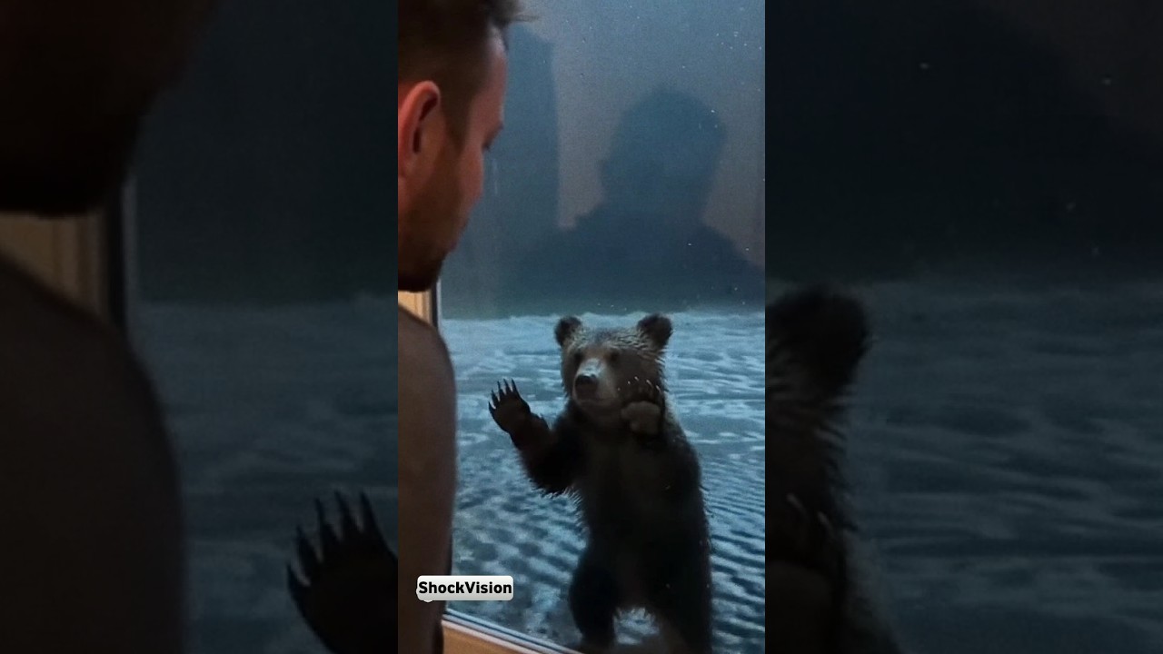 Flood Sweeps Away Baby Bear! 😱🐻#animals#viralvideo