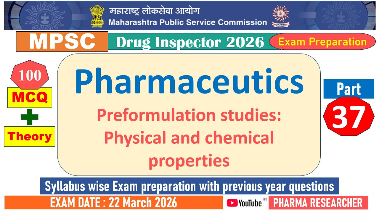Preformulation studies MCQs II MPSC DI 2025 Exam Preparation