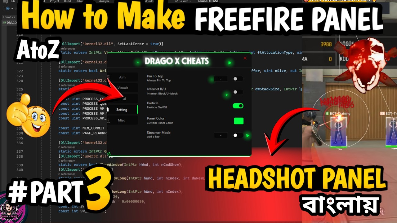 How to Make Aimbot Panel (Part 3) | 100% Headshot Panel | DRAGO X PANEL | Tutorial