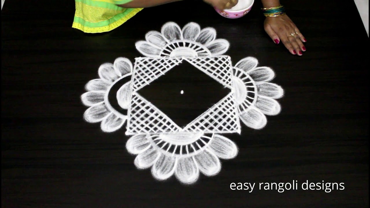 Beautiful festival kolam || easy n simple cute muggulu || latest rangoli
