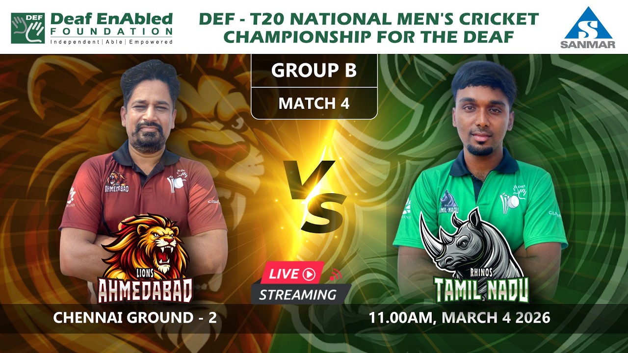 LIONS AHMEDABAD VS RHINOS TAMILNADU || DEF-T20 NATIONAL MEN'S CRICKET CHAMPIONSHIP FOR DEAF 2026