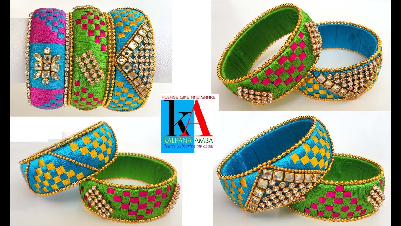 DIY / making silk thread checker model bangles / silk thread bangles making video