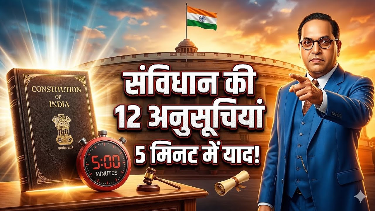 All Schedules of Indian Constitution in 5 Minutes | संविधान की महत्वपूर्ण अनुसूची 🔥