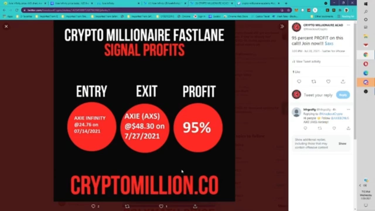 Axie Infinity Crypto Price Prediction 100 Percent Call Join CryptoMillion co for PROFIT MAKING Calls