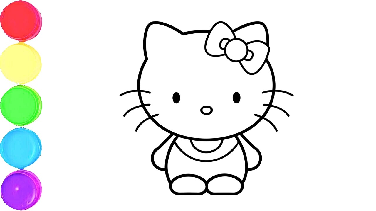 Милый рисунок Hello Kitty, раскраска и рисование для детей и малышей_ Детское творчество