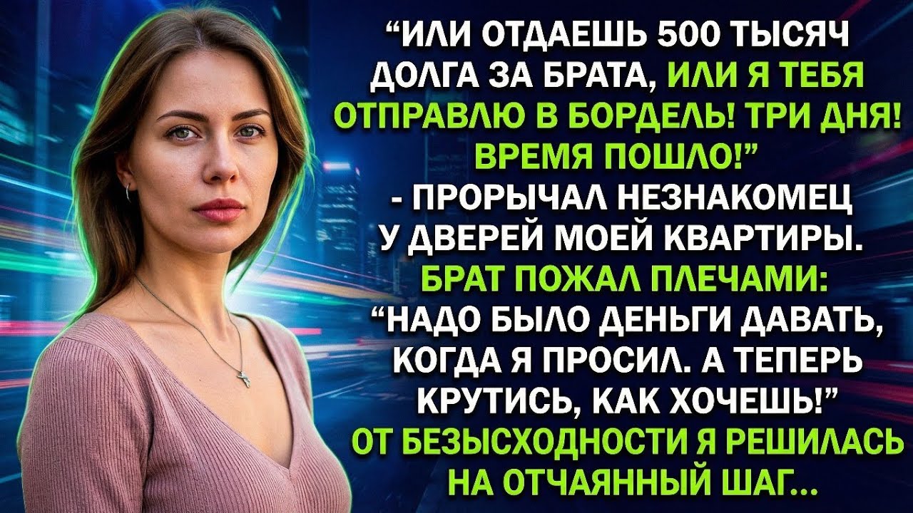 Отдаешь 500 тысяч долга за брата, или я тебя отправлю в бордель! прорычал незнакомец. Но...