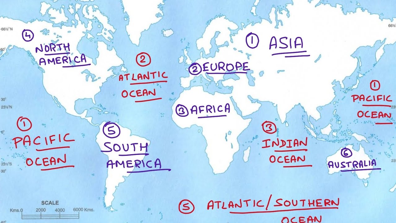 The seven continents and five oceans of the world | 7 continents and 5 oceans location 
