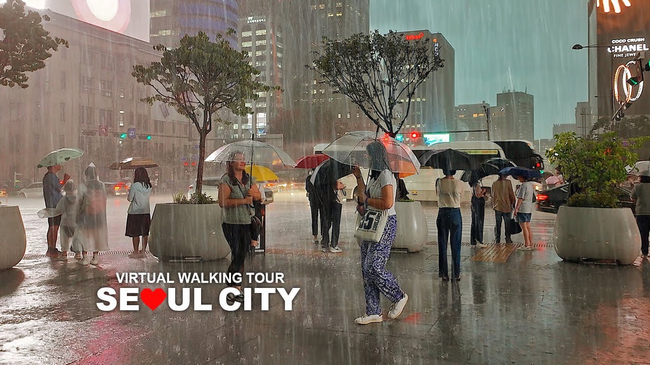 [Full Version] Rainy Day Walk in Seoul, Downtown Sejong-daero, Cheonggyecheon, Jongno, Gwanghwamun