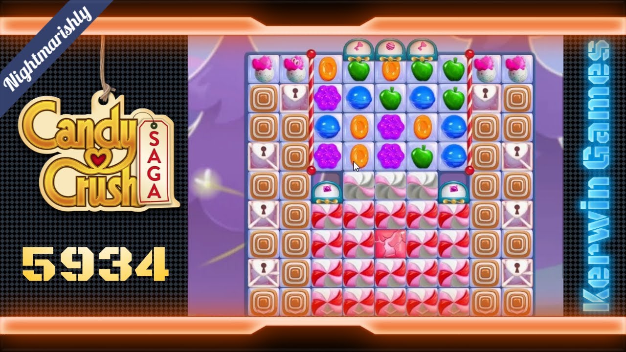 Candy Crush Saga Level 5934 - Nightmarishly Hard Level - No Boosters