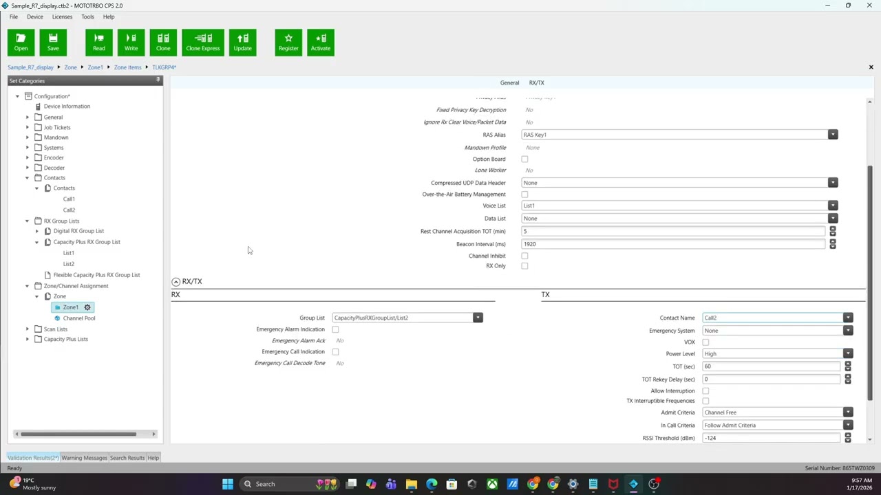 CapacityPlus singlesite Radio Configuration