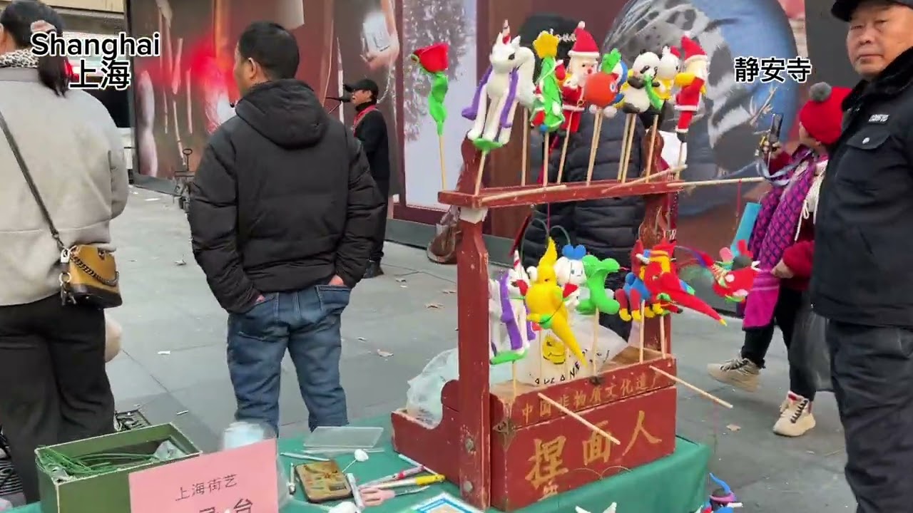 上海寒冬静安寺、南京东路街景及LV大游轮夜景 Shanghai Center Street View