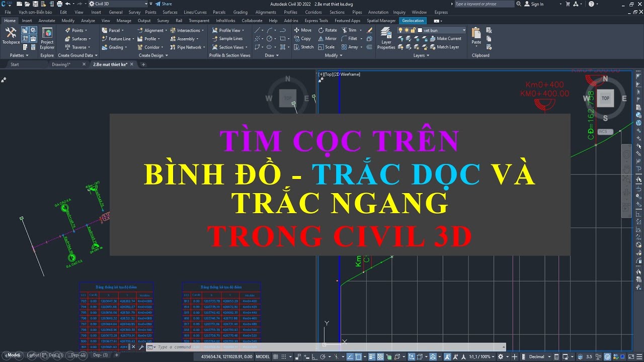 TÌM CỌC TRÊN BÌNH ĐỒ | TRẮC DỌC | TRẮC NGANG TRONG CIVIL 3D| Văn Đình Sơn