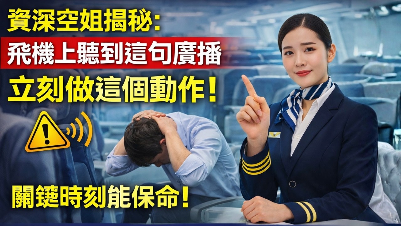 資深空姐揭秘：飛機上聽到這句廣播，立刻做這個動作！關鍵時刻能保命！#空姐揭秘 #航空安全 #飛機迫降 #保命知識 #防衝擊姿勢 #睿智同行