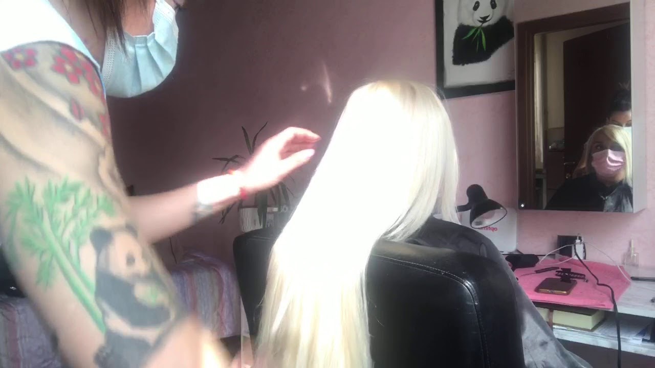 TUTORIAL Prima e Dopo: Come applicare extension biadesive capelli veri corti veri biondo platino #60