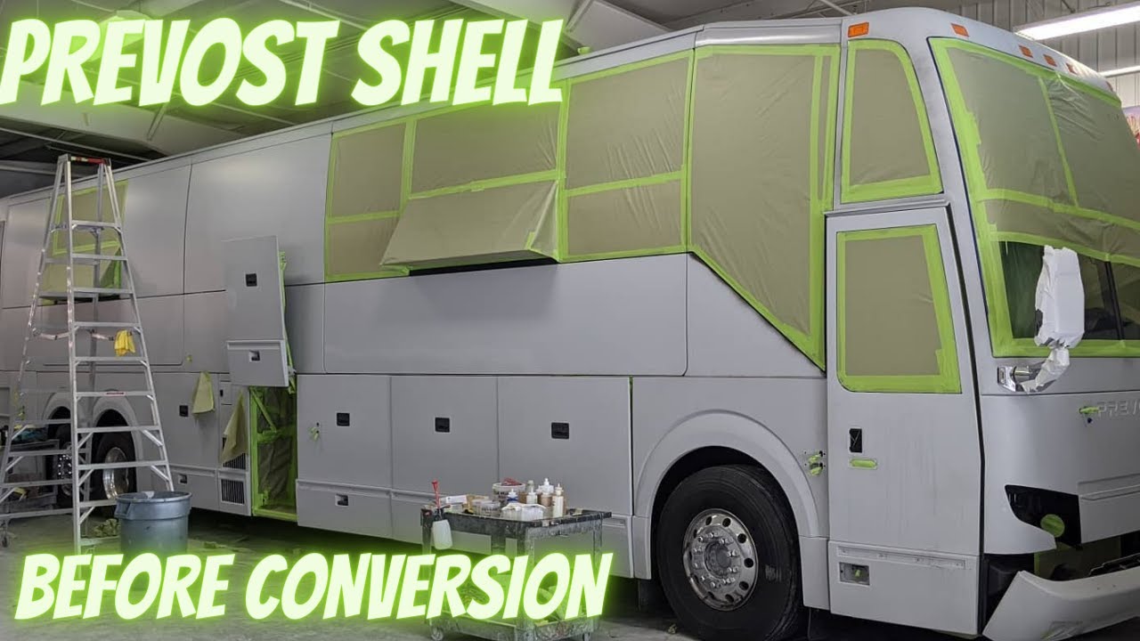 TOUR OF PREVOST SHELL BEFORE IT GETS CONVERTED TO A LIBERTY COACH!