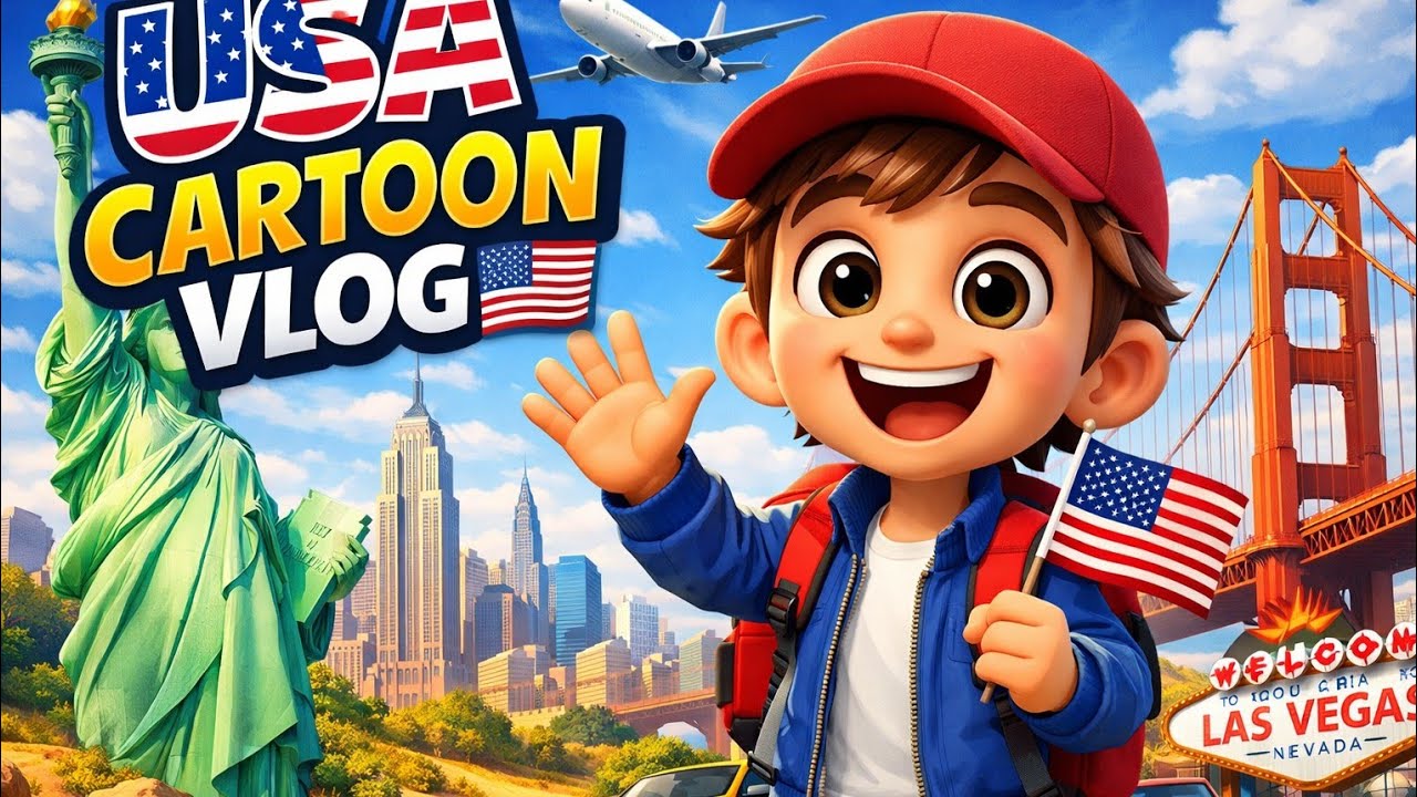 USA 3D Animation Travel Vlog | Cartoon Journey Across America 🇺🇸