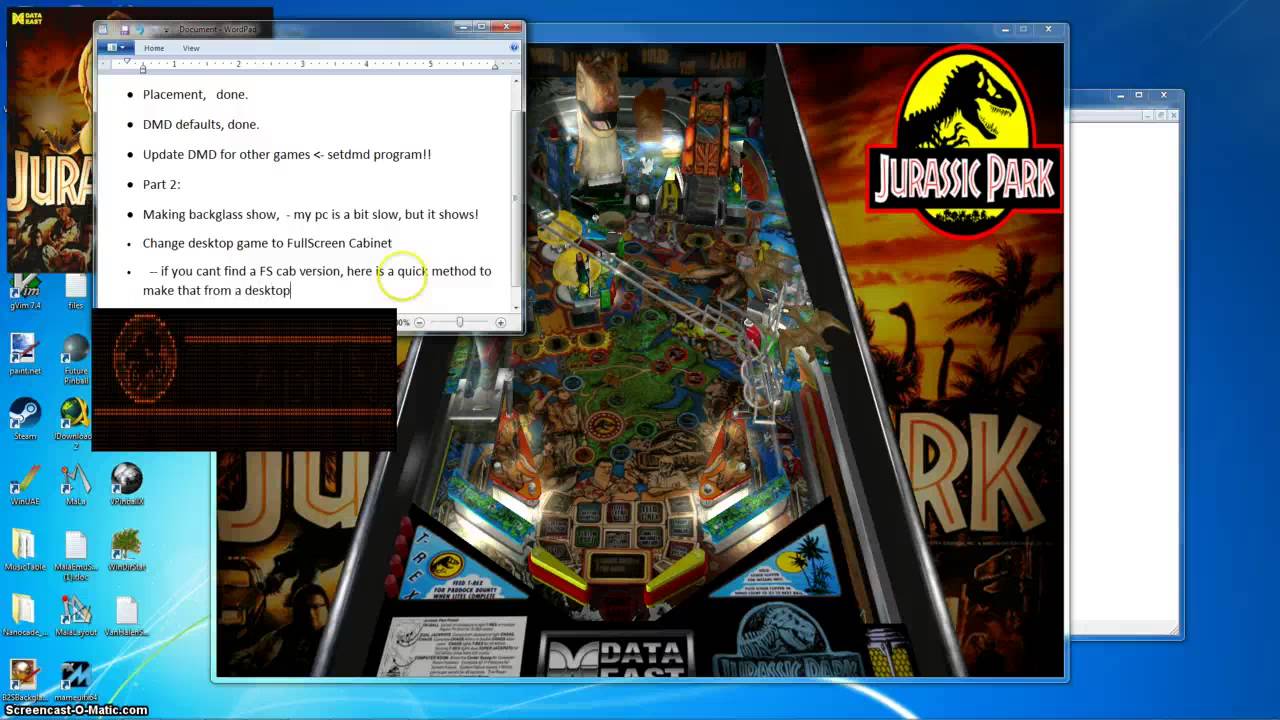 Visual Pinball - displaying the backglass and convert desktop to Cabinet