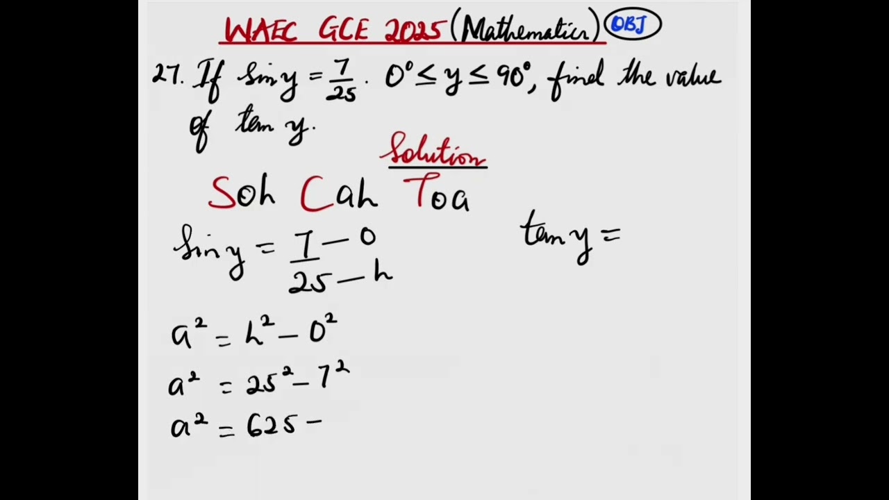 WAEC GCE 2025 | МАТЕМАТИКА | Вопрос 27