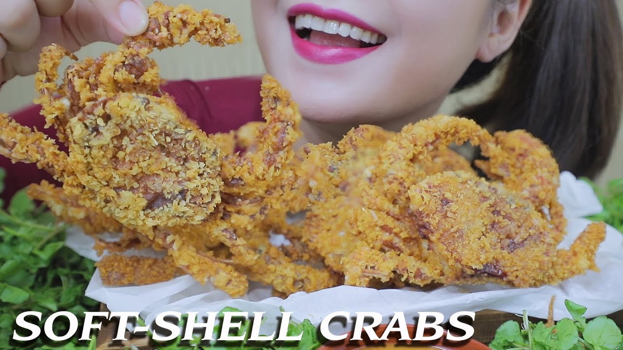 ASMR DEEP FRIED SOFT-SHELL CRABS & WATERCRESS | EXTRME CRUNCHY EATING SOUNDS | LINH-ASMR