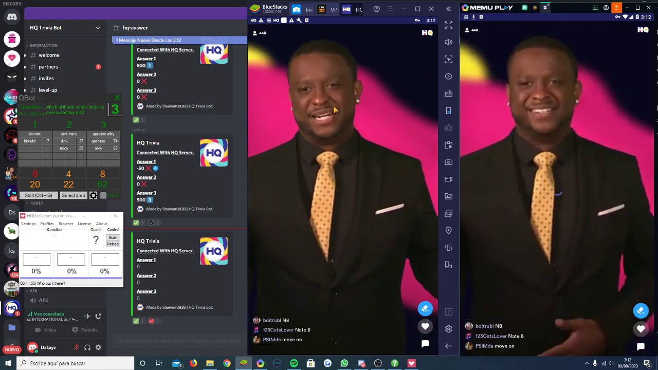 HQ Trivia 9/07/2020 Testing New Google Bots 😔 $1.35
