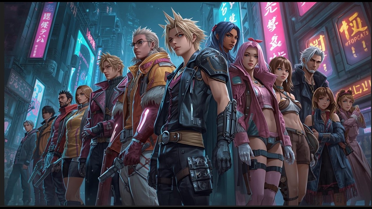 my creative final fantasy characters of remix music with cyberpunk style