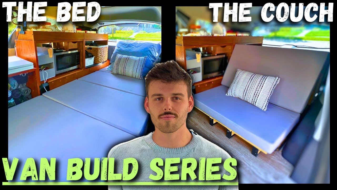 Building a minivan to live in... the bed and couch #vanlife #diy #howto