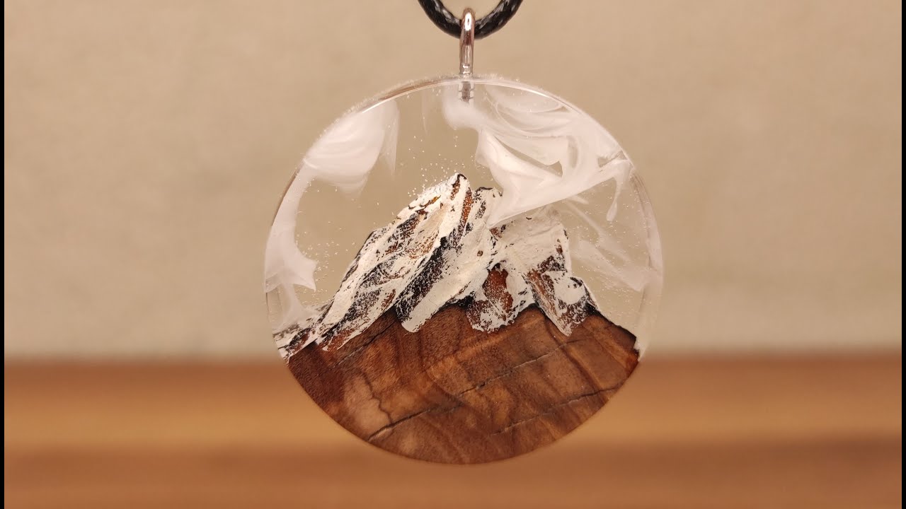 Cold Breezes, Warm Art: Snowy Mountain Epoxy Necklace Making with Olive Wood Carving, Resin Art, DIY