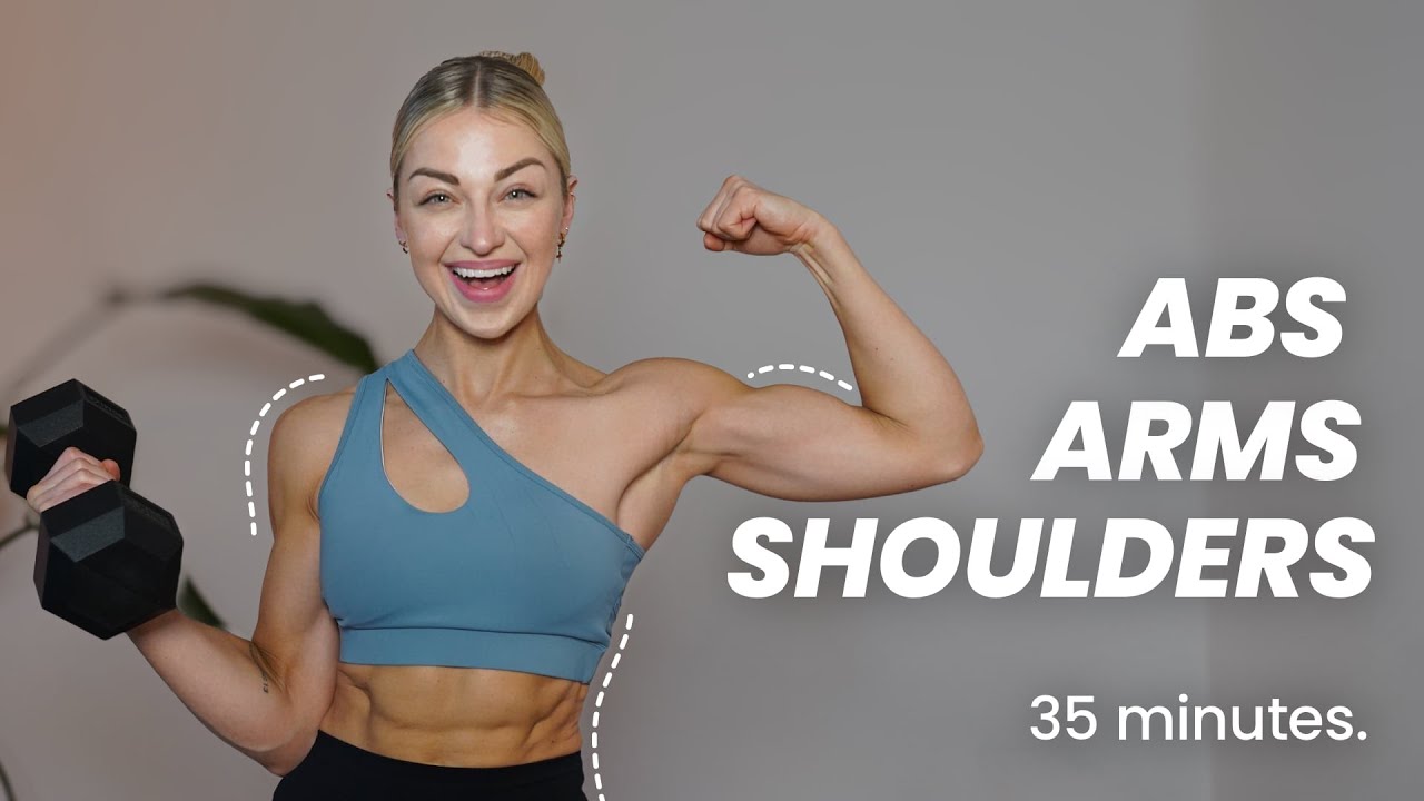 35 Minute Upper Body Pump with Dumbbells Shoulders, Arms, Abs and Back
