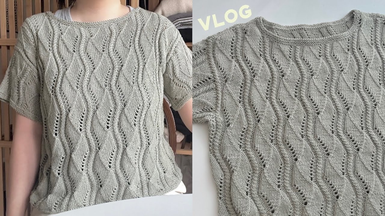 🫒실이 모자랐지만 오히려 좋아🙆🏻‍♀️ 샬라님의 파도풀오버 반팔ver. 뜨개 브이로그/Shayla Pado Pullover Knitting Vlog/라라뜨개