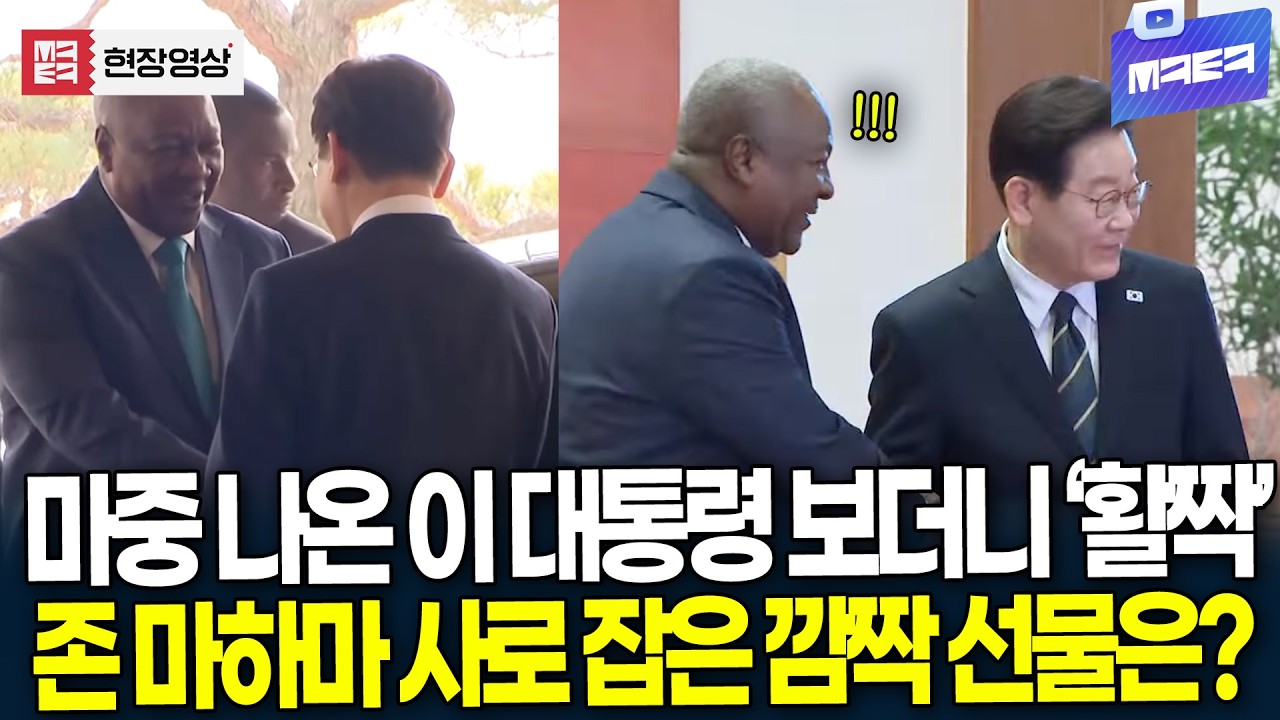 마중 나온 이 대통령 보더니 '활짝' 존 마하마 가나 대통령 사로잡은 깜짝 선물은?