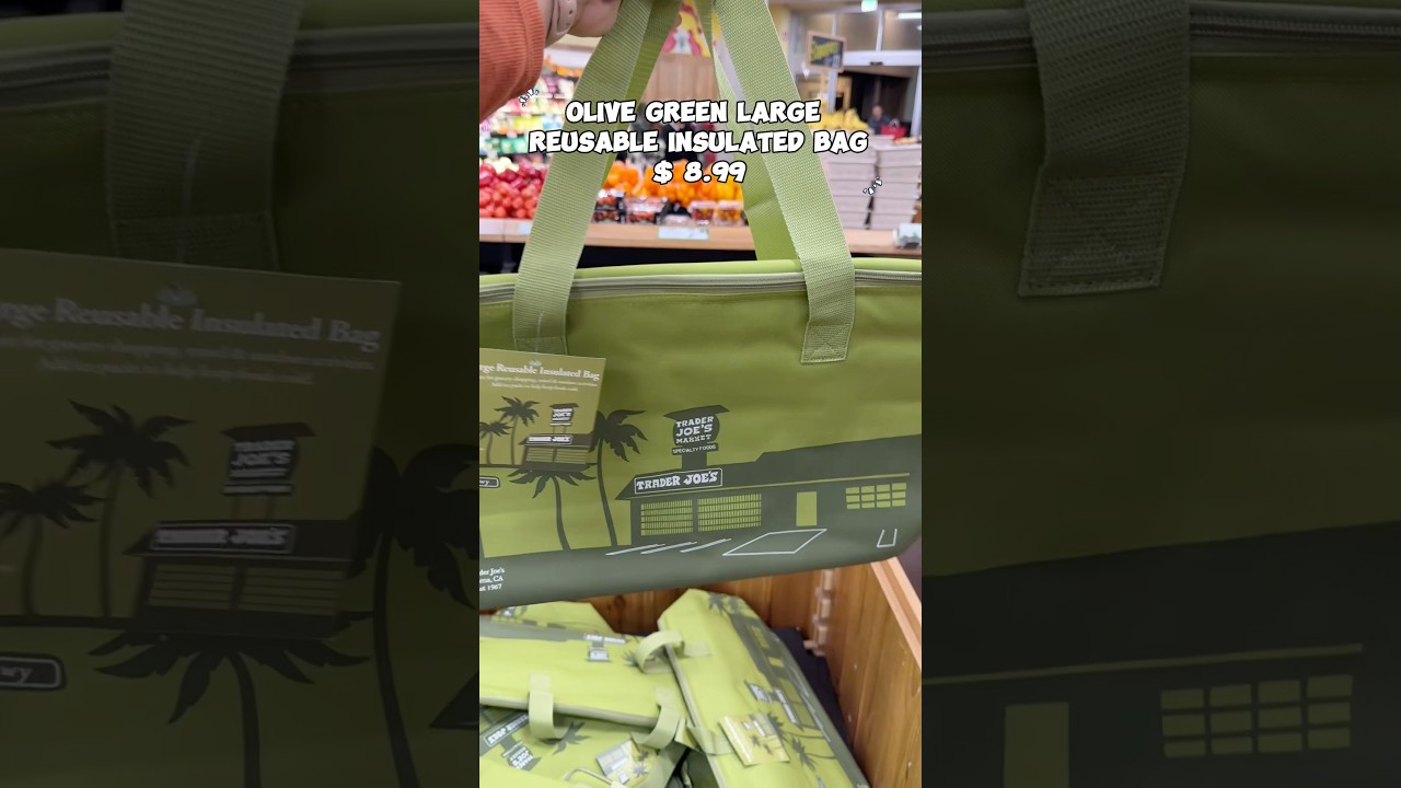 Olive Green Large Reusable Insulated Bag at Trader Joe&rsquo;s #new #groceryshopping #bag #green #food