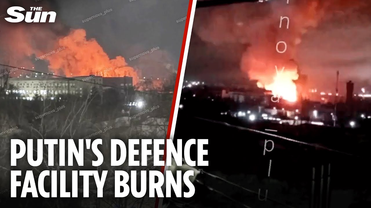 Putin's defence supplies BURN as Ukrainian drones attack massive battery facility