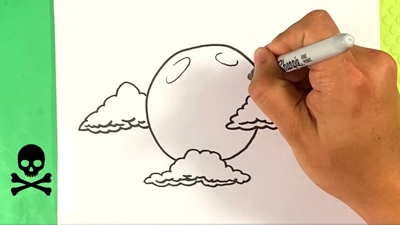 EASY How to Draw HALLOWEEN MOON
