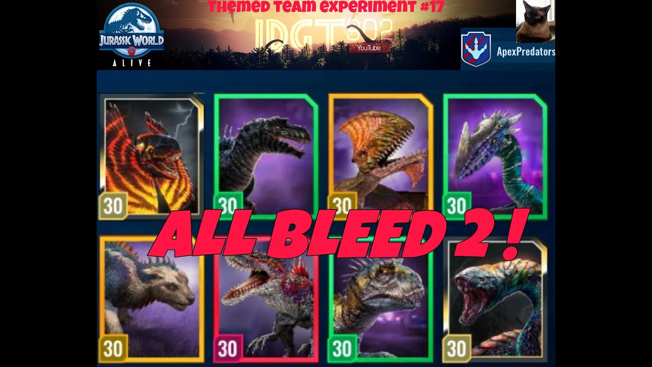 ALL BLEED TEAM 2!!  D.O.T. TEAM BATTLES ON THE BEACH! (Jurassic World Alive 2.14)