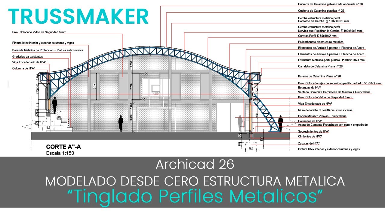 Estructura tipo Tinglado de Perfiles Metalicos - Modelado desde Cero con la Herramineta TRUSSMAKER.