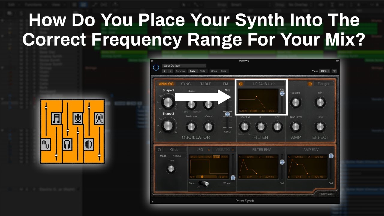 Retro Synth Tutorial (Logic Pro X) | Setting Filter Type, Cutoff, Resonance, And Key Slider