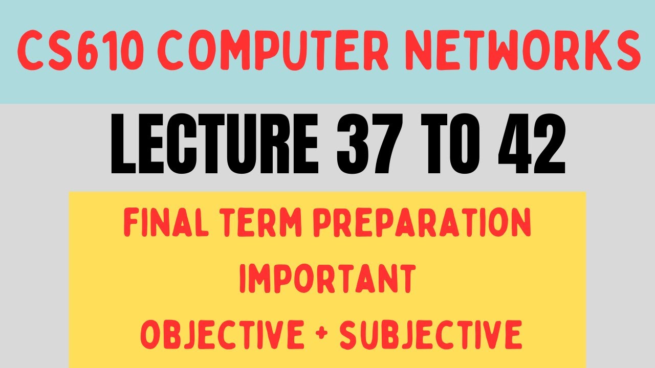 CS610 Computer Networks  Lecture 37 TO 42 |Final Term preparation