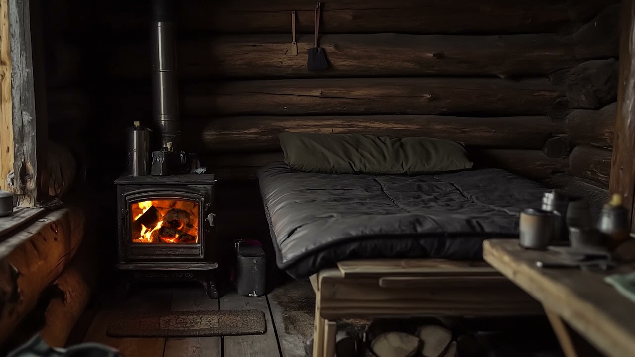 Cozy Fireplace Sounds for Sleep | Calm Night in a Snowy Cabin with Gentle Crackling