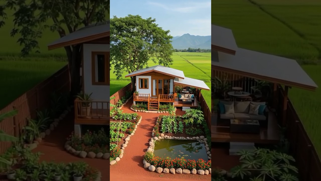Dream Tiny House with Garden & Pond | Peaceful Countryside Living 🏡✨#TinyHouse #DreamHouse #shorts
