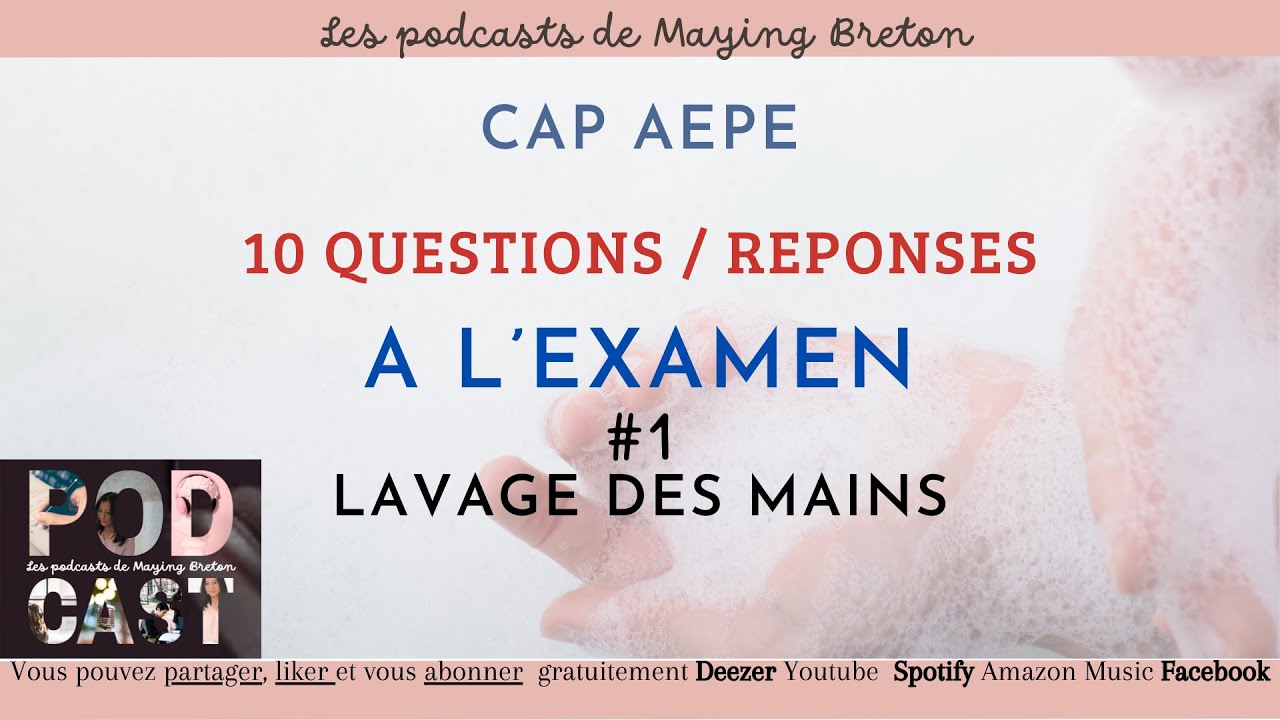 Les questions / réponses à l'examen (thème lavage des mains)