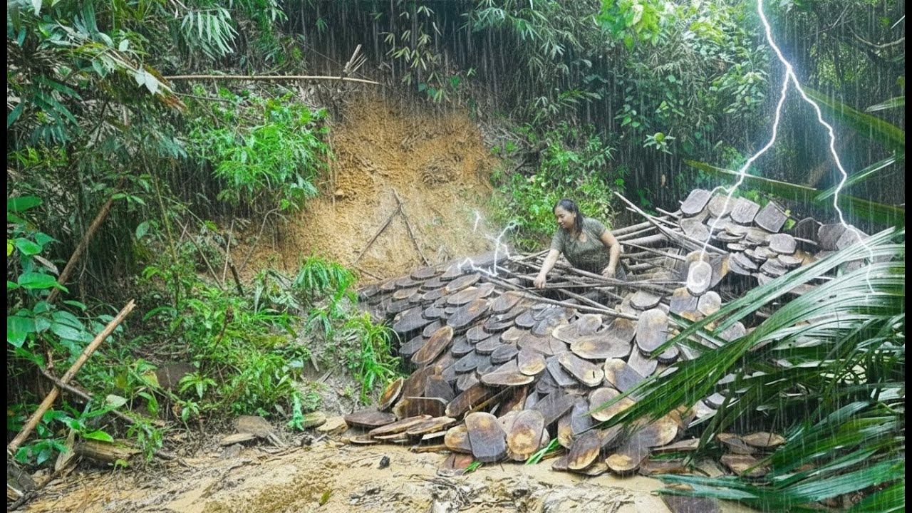 Rebuilding Shelter After the Landslide Disaster - 30 Days Survival Alone in the Wild