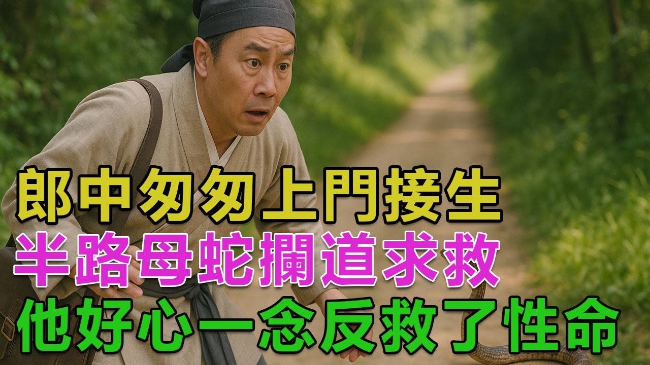 民間故事：郎中匆匆上門接生，半路母蛇攔道求救，他好心一念反救了性命