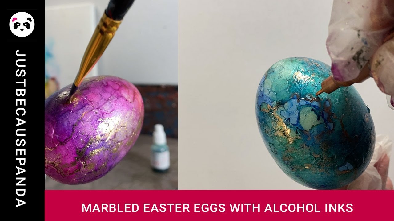 Marbled Easter eggs with alcohol inks, gold pigments and markers | Easy Step by Step Tutorial