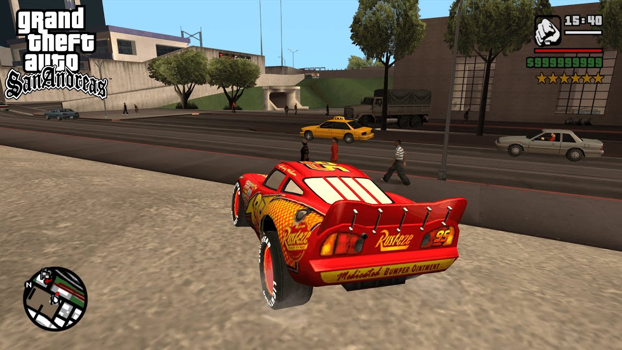 GTA SA Crazy Lightning McQueen 6 Star Wanted Level Rampage! (Cop Battle Escape)