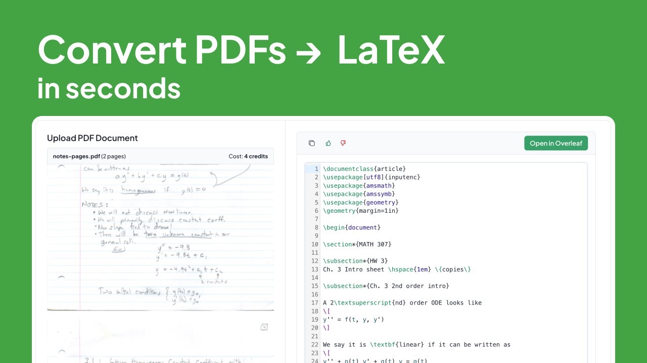 How to convert PDFs to LaTeX code | Underleaf AI