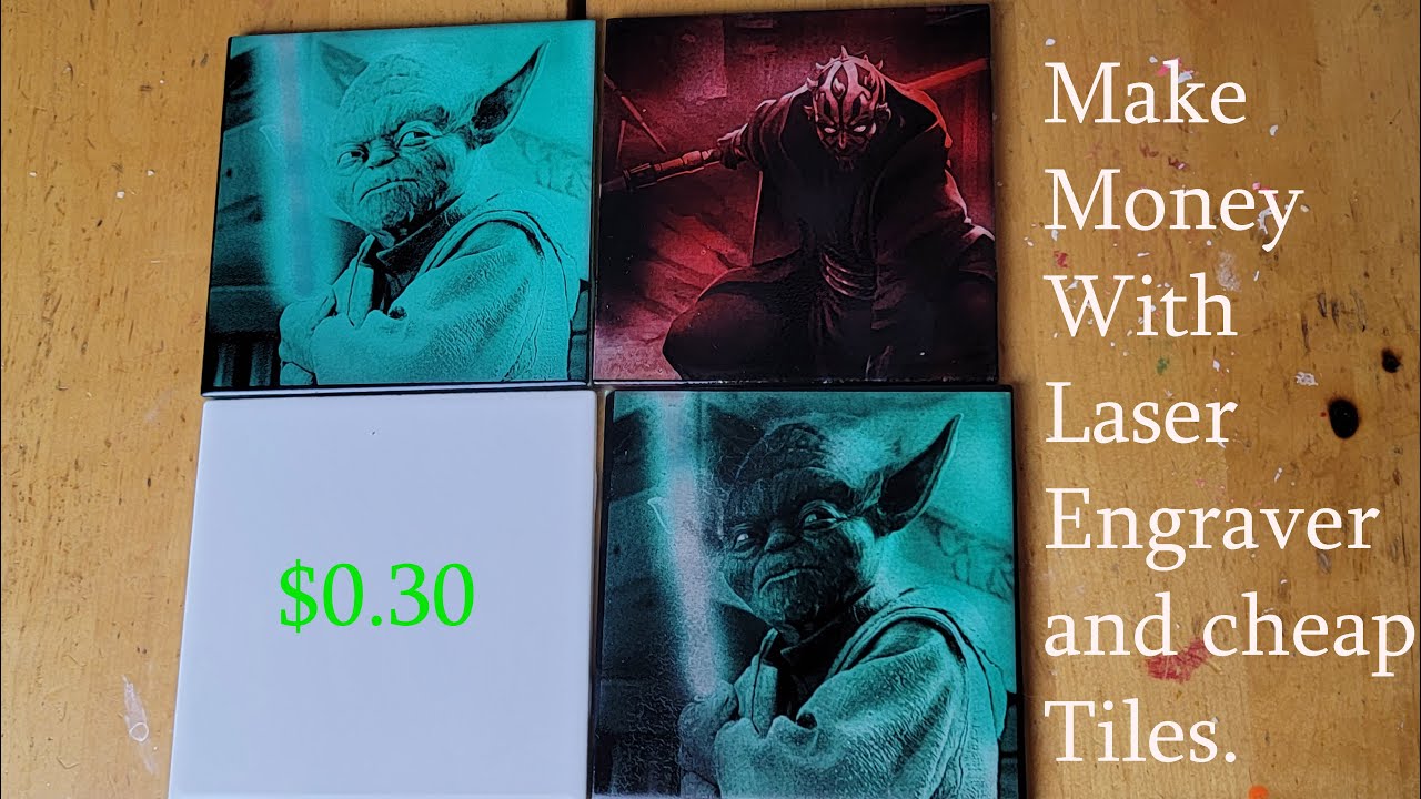 How To Engrave Tiles With laser engraver and Lasergrbl. Make money with laser engraver artwork
