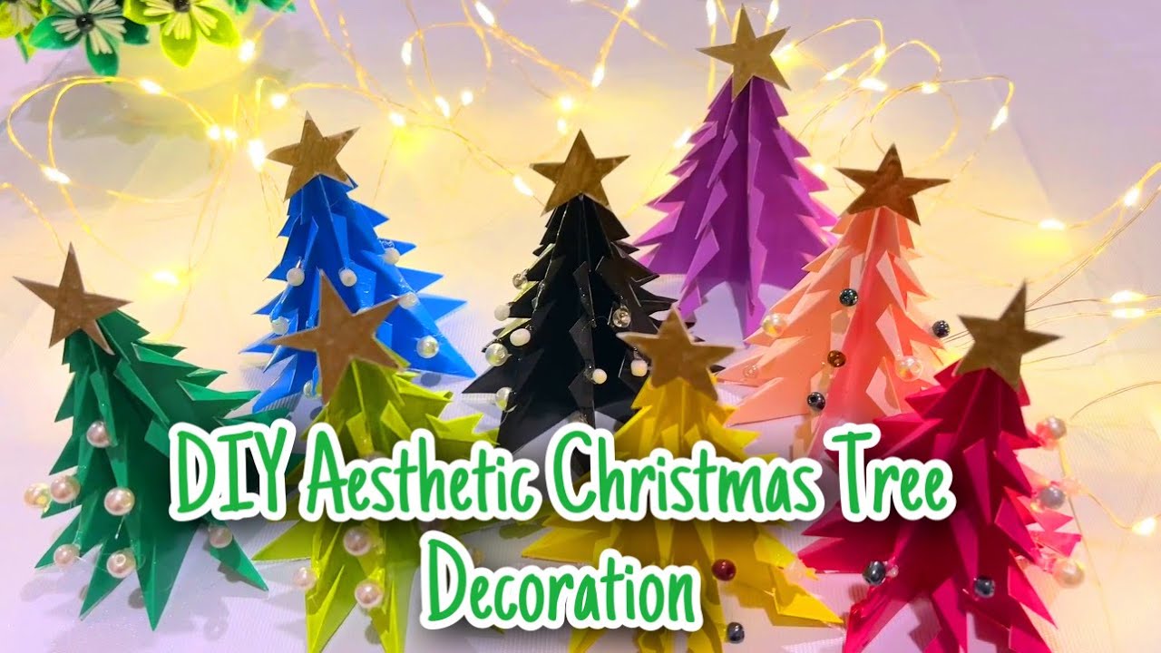 DIY Aesthetic Christmas Tree Decoration |cara membuat hiasan pohon natal estetik dari kertas origami